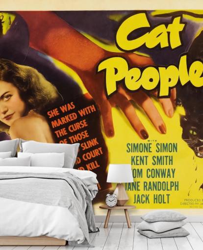 klassinen elokuvatapetti seinämaalaus nimeltä Cat People Juliste makuuhuoneisiin ja kotitoimistoihin