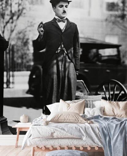 black and white Charlie Chaplin (City Lights) II wallpaper mural for bedrooms, living rooms and home offices black and white Charlie Chaplin (City Lights) II wallpaper mural for bedrooms, living rooms and home offices