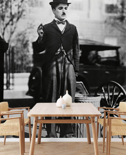 black and white Charlie Chaplin (City Lights) II wallpaper mural for bedrooms, living rooms and home offices black and white Charlie Chaplin (City Lights) II wallpaper mural for bedrooms, living rooms and home offices
