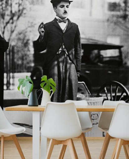 black and white Charlie Chaplin (City Lights) II wallpaper mural for bedrooms, living rooms and home offices black and white Charlie Chaplin (City Lights) II wallpaper mural for bedrooms, living rooms and home offices