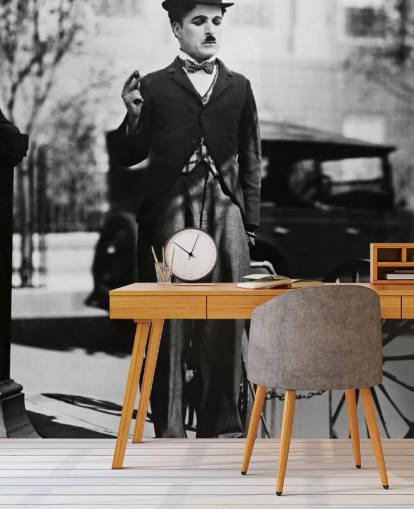svart og hvitt Charlie Chaplin (City Lights) II tapetmaleri for soverom, stuer og hjemmekontorer svart og hvitt Charlie Chaplin (City Lights) II tapetmaleri for soverom, stuer og hjemmekontorer