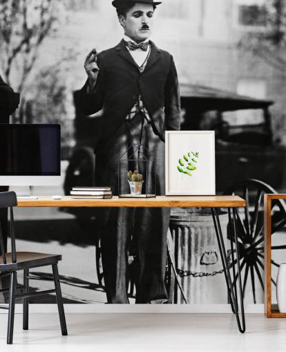 black and white Charlie Chaplin (City Lights) II wallpaper mural for bedrooms, living rooms and home offices