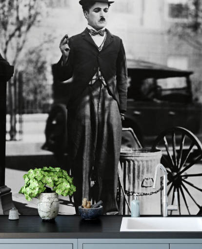 sort/hvid Charlie Chaplin (City Lights) II tapetmaleri til soveværelser, stuer og hjemmekontorer sort/hvid Charlie Chaplin (City Lights) II tapetmaleri til soveværelser, stuer og hjemmekontorer