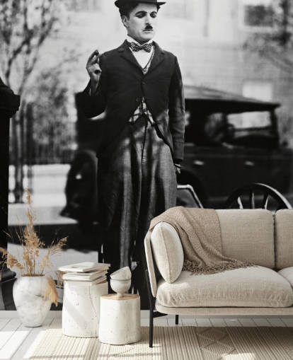 papier peint mural noir et blanc Charlie Chaplin (City Lights) II pour les chambres à coucher, les salons et les bureaux à domicile