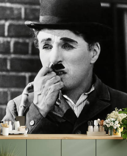 stumfilm tapetmaleri kaldet Charlie Chaplin (City Lights) til soveværelser, stuer og biografrum stumfilm tapetmaleri kaldet Charlie Chaplin (City Lights) til soveværelser, stuer og biografrum