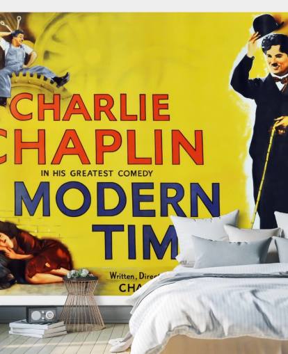Charlie chaplin tapetmaleri kaldet Modern Times Movie Plakat til soveværelser, stuer og hjemmekontorer Charlie chaplin tapetmaleri kaldet Modern Times Movie Plakat til soveværelser, stuer og hjemmekontorer