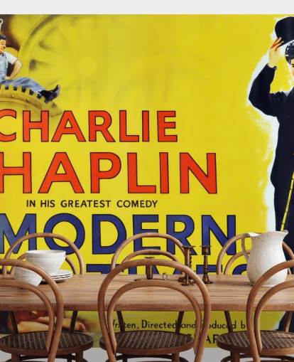 papier peint mural Charlie Chaplin appelé Modern Times Movie Poster pour les chambres, les salons et les bureaux à domicile