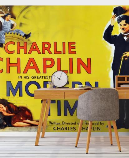 charlie chaplin wallpaper mural called Modern Times Movie Poster for bedrooms, living rooms and home offices