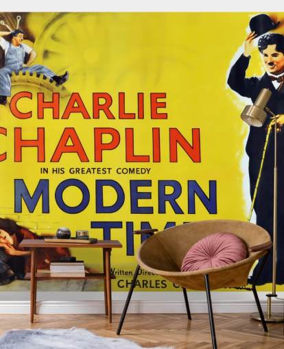 Charlie Chaplin Tapeten-Wandbild mit dem Titel Modern Times Movie Poster für Schlafzimmer, Wohnzimmer und Heimbüro Charlie Chaplin Tapeten-Wandbild mit dem Titel Modern Times Movie Poster für Schlafzimmer, Wohnzimmer und Heimbüro