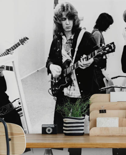 sort/hvid musiker tapetmaleri kaldet The Rolling Stones (Gimme Shelter) til soveværelser og hjemmekontorer