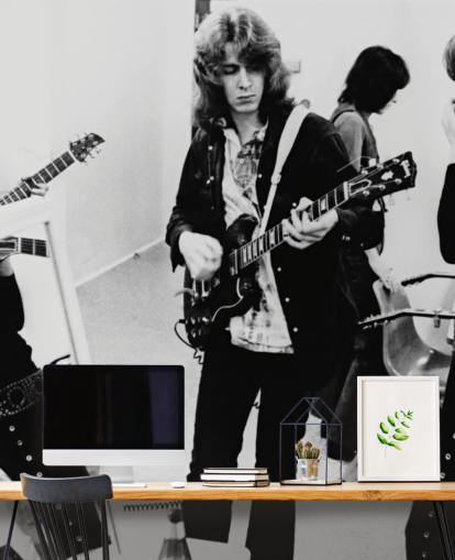 svartvit musiker tapetväggmålning som heter The Rolling Stones (Gimme Shelter) för sovrum och hemmakontor