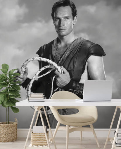 schwarz-weiße Ben Hur-Tapete namens Charlton Heston (Ben-Hur) für Wohnzimmer, Schlafzimmer und Heimbüros schwarz-weiße Ben Hur-Tapete namens Charlton Heston (Ben-Hur) für Wohnzimmer, Schlafzimmer und Heimbüros
