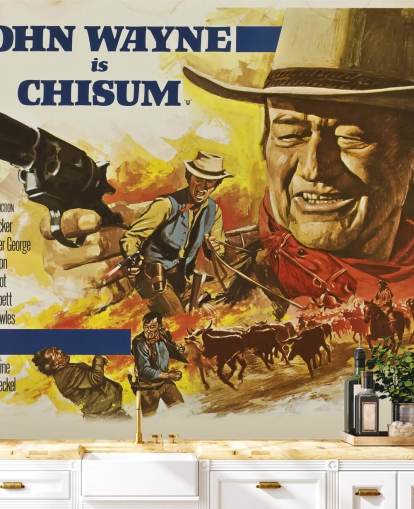 värillinen elokuvajuliste taustakuvamaalaus nimeltä Chisum Movie Juliste makuuhuoneisiin, olohuoneisiin ja kotitoimistoihin