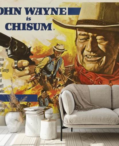 mural de póster de película en colores llamado Chisum Movie Poster para dormitorios, salas de estar y oficinas en casa