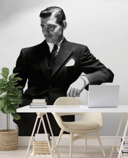 sort og hvid Clark Gable vægmaleri 