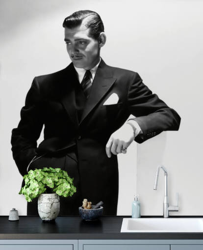 sort og hvid Clark Gable vægmaleri 