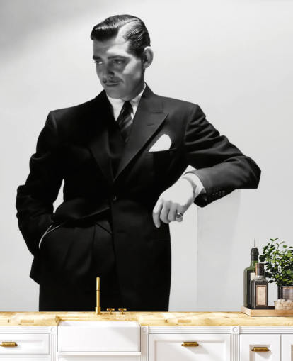 mural de pared blanco y negro de Clark Gable mural de pared blanco y negro de Clark Gable