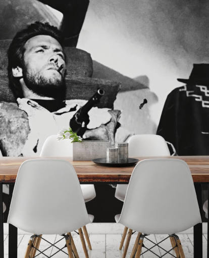 mustavalkoinen elokuva-seinämaalaus nimeltä Clint Eastwood (For a Few Dollars More) kotitoimistoihin, olohuoneisiin ja makuuhuoneisiin mustavalkoinen elokuva-seinämaalaus nimeltä Clint Eastwood (For a Few Dollars More) kotitoimistoihin, olohuoneisiin ja makuuhuoneisiin