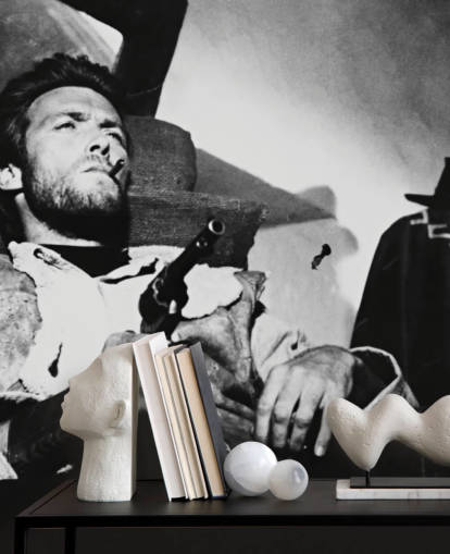 black and white movie wall mural called Clint Eastwood (For a Few Dollars More) for home offices, living rooms and bedrooms black and white movie wall mural called Clint Eastwood (For a Few Dollars More) for home offices, living rooms and bedrooms