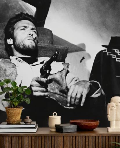 mural de pared de película en blanco y negro llamado Clint Eastwood (por unos pocos dólares más) para oficinas domésticas, salas de estar y dormitorios mural de pared de película en blanco y negro llamado Clint Eastwood (por unos pocos dólares más) para oficinas domésticas, salas de estar y dormitorios