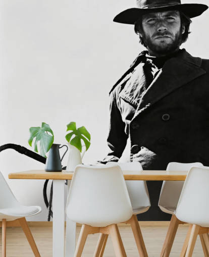 papier peint mural noir et blanc de Clint Eastwood appelé Clint Eastwood (High Plains Drifter)