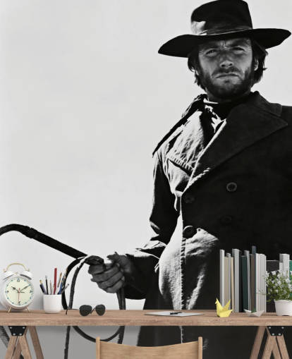 mural de papel pintado de Clint Eastwood en blanco y negro llamado Clint Eastwood (High Plains Drifter)