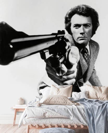 schwarz-weißes Clint Eastwood-Tapeten-Wandbild namens Clint Eastwood (Magnum Force) für Schlafzimmer, Geschäfte und Büros schwarz-weißes Clint Eastwood-Tapeten-Wandbild namens Clint Eastwood (Magnum Force) für Schlafzimmer, Geschäfte und Büros