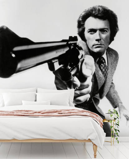 mural de papel de parede de clint eastwood preto e branco chamado Clint Eastwood (Magnum Force) para quartos, empresas e escritórios