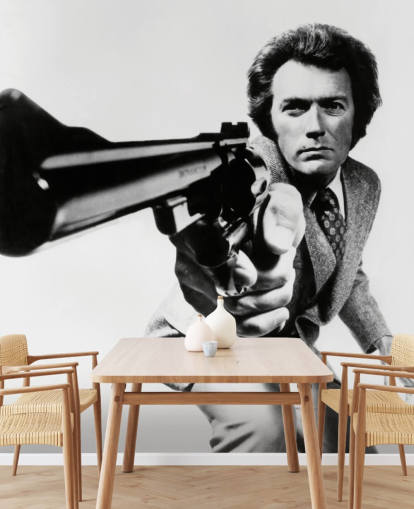mural de papel pintado de Clint Eastwood en blanco y negro llamado Clint Eastwood (Magnum Force) para dormitorios, negocios y oficinas mural de papel pintado de Clint Eastwood en blanco y negro llamado Clint Eastwood (Magnum Force) para dormitorios, negocios y oficinas