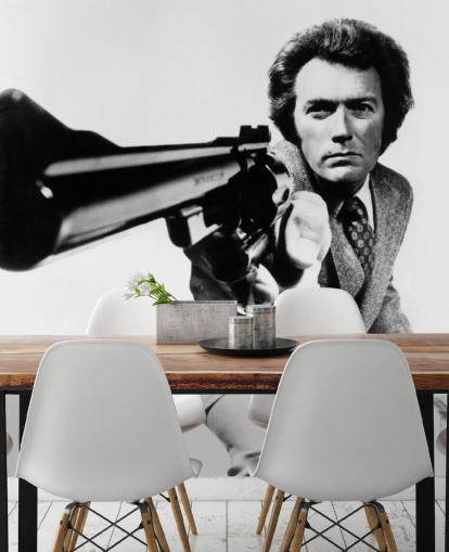 mustavalkoinen clint eastwood tapetti seinämaalaus Clint Eastwood (Magnum Force) makuuhuoneisiin, yrityksiin ja toimistoihin
