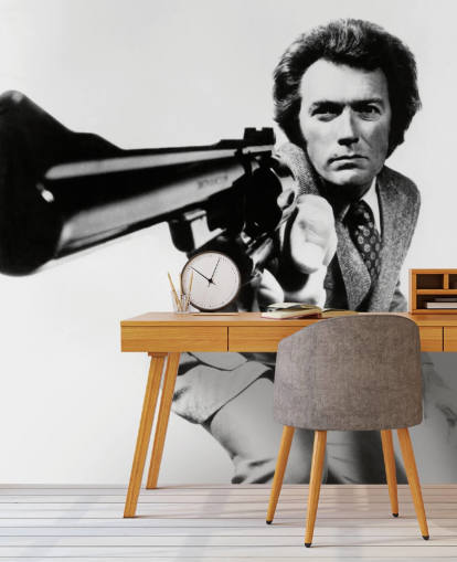 papier peint mural noir et blanc Clint Eastwood appelé Clint Eastwood (Magnum Force) pour les chambres, les entreprises et les bureaux papier peint mural noir et blanc Clint Eastwood appelé Clint Eastwood (Magnum Force) pour les chambres, les entreprises et les bureaux