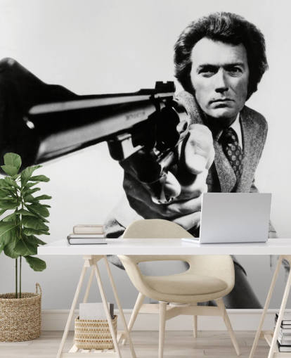 black and white clint eastwood wallpaper mural aclled Clint Eastwood (Magnum Force) for bedrooms, businesses and offices
