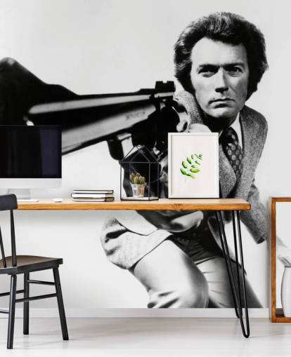 mural de papel de parede de clint eastwood preto e branco chamado Clint Eastwood (Magnum Force) para quartos, empresas e escritórios mural de papel de parede de clint eastwood preto e branco chamado Clint Eastwood (Magnum Force) para quartos, empresas e escritórios