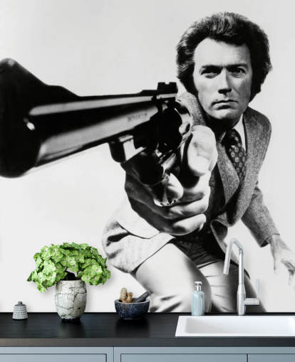 papier peint mural noir et blanc Clint Eastwood appelé Clint Eastwood (Magnum Force) pour les chambres, les entreprises et les bureaux