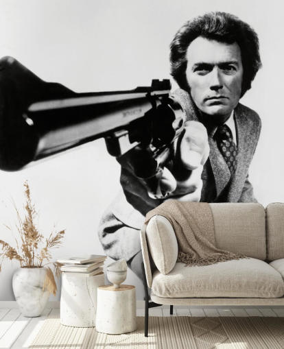 sort og hvid clint eastwood tapet vægmaleri aclled Clint Eastwood (Magnum Force) til soveværelser, virksomheder og kontorer