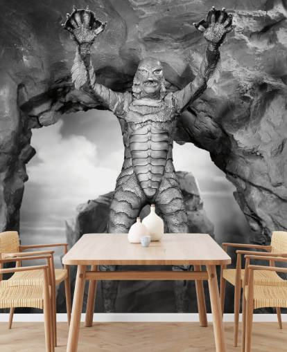black and white horror movie wallpaper mural called Creature from the Black Lagoon for teen's bedrooms and cinema rooms