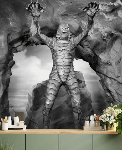 black and white horror movie wallpaper mural called Creature from the Black Lagoon for teen's bedrooms and cinema rooms