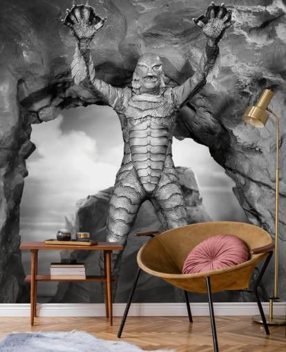 black and white horror movie wallpaper mural called Creature from the Black Lagoon for teen's bedrooms and cinema rooms
