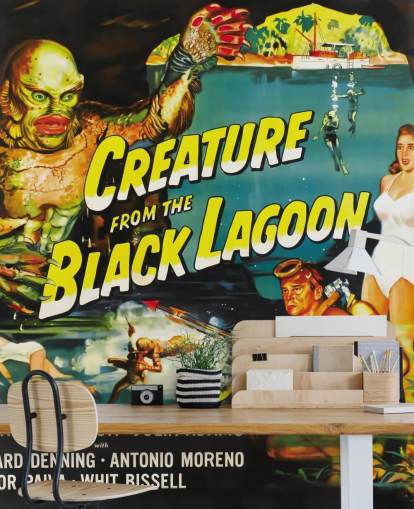 coloured creature from the black lagoon wallpaper mural for bedrooms, home offices and cinema rooms