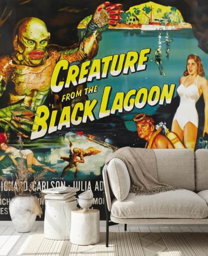 coloured creature from the black lagoon wallpaper mural for bedrooms, home offices and cinema rooms