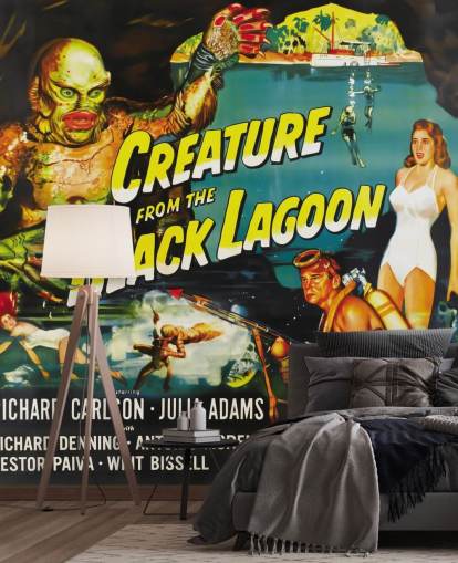 Carta da parati murale con la creatura colorata della laguna nera per camere da letto, uffici domestici e sale cinematografiche