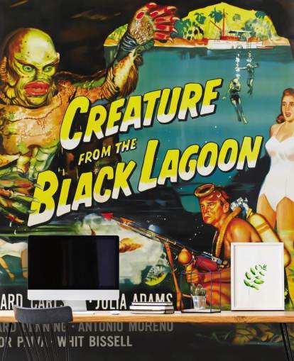 Carta da parati murale con la creatura colorata della laguna nera per camere da letto, uffici domestici e sale cinematografiche