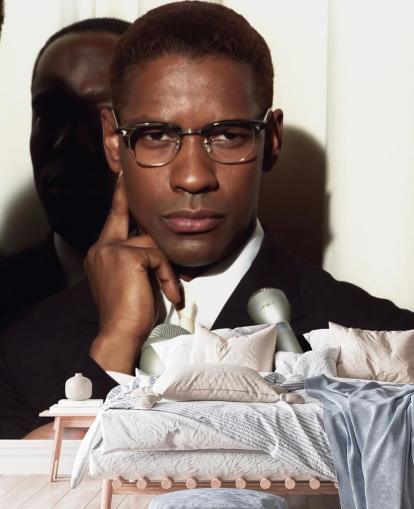 mural de papel pintado de Denzel Washinton llamado Denzel Washington (Malcolm X) para dormitorios, oficinas en casa y salas de cine