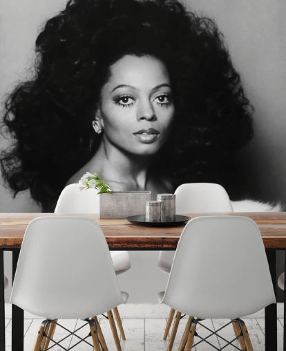 black and white diana ross wallpaper mural for homes and businesses