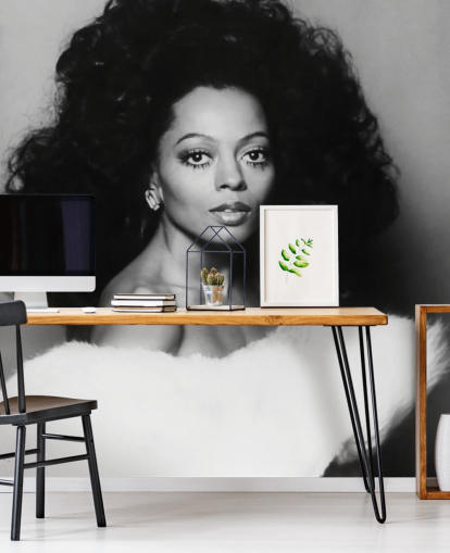 black and white diana ross wallpaper mural for homes and businesses