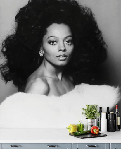 mural de papel de parede diana ross preto e branco para residências e empresas mural de papel de parede diana ross preto e branco para residências e empresas