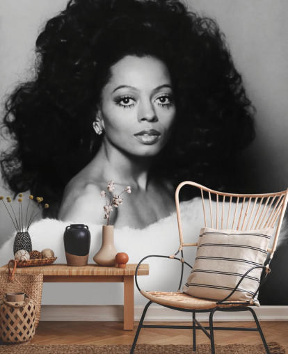 black and white diana ross wallpaper mural for homes and businesses