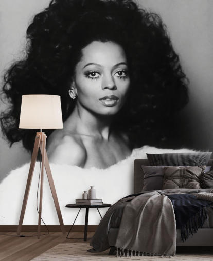 black and white diana ross wallpaper mural for homes and businesses