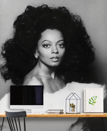 black and white diana ross wallpaper mural for homes and businesses