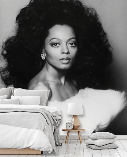 black and white diana ross wallpaper mural for homes and businesses